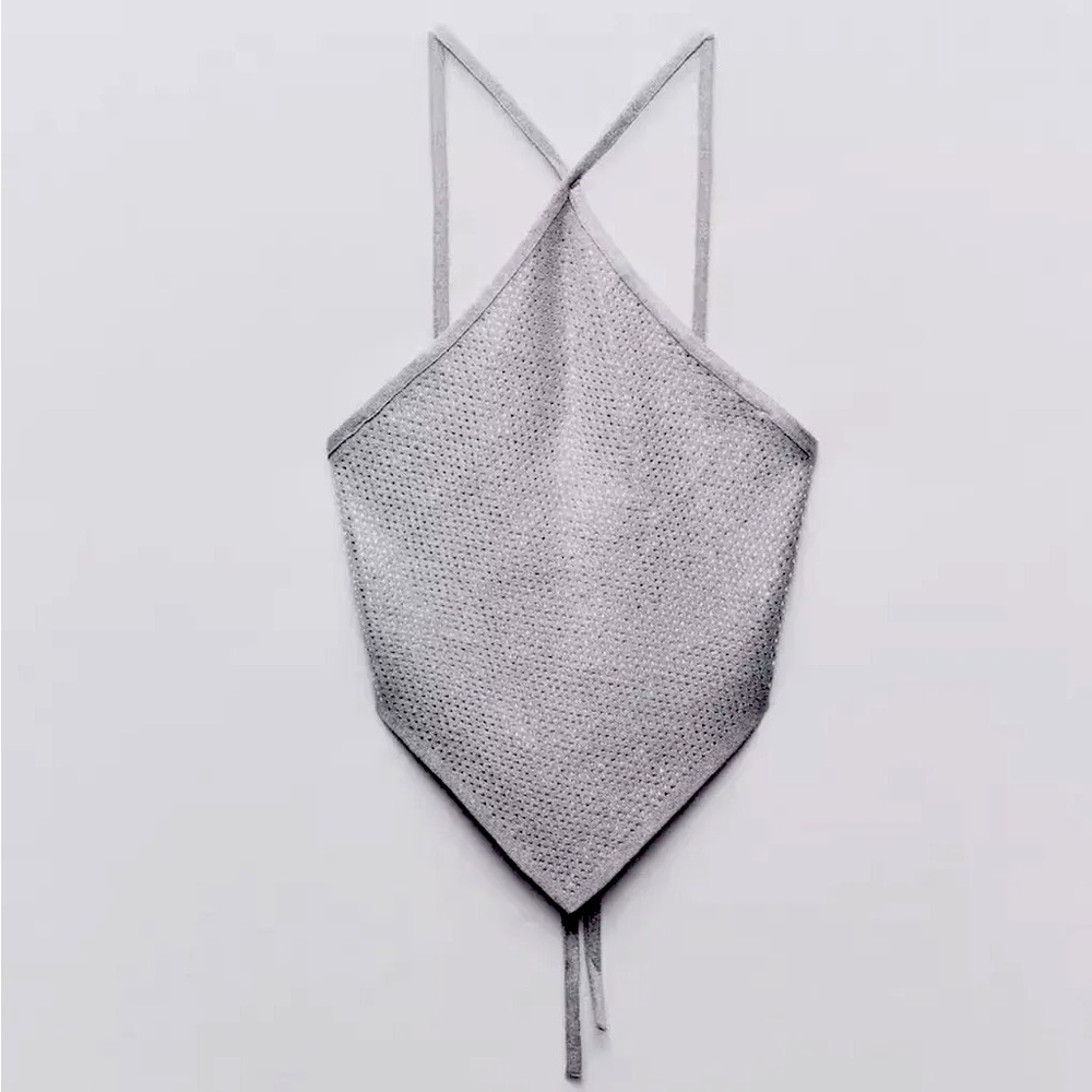 ZARA Silver Shimmer Halter Top